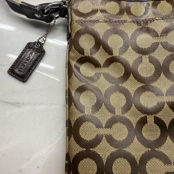 Coach Signature Brown and Tan Crossbody Bag - Picture 4 of 8